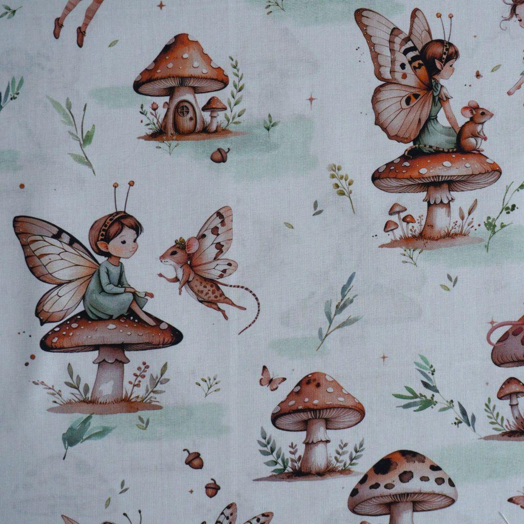 Preview: Baumwollstoff Motivdruck Feen und Mäuse